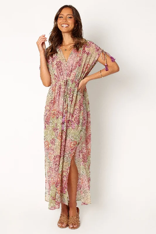 Romantic Chic Deals Elegant Details Cyril Maxi Dress - Iris Oasis