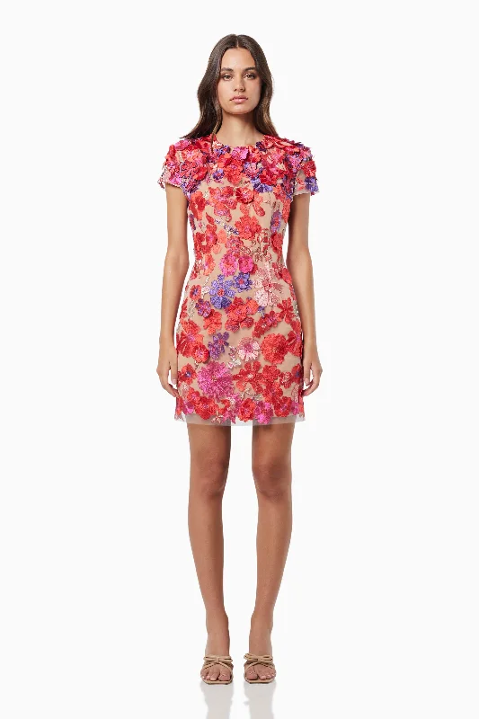 Chic & Cozy Collection Everyday Glamour Performance 3D Floral Mini Dress