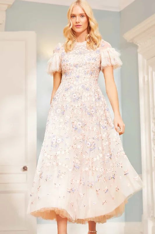 Relaxed Style Formal Outfit Floral Waltz Ankle Gown