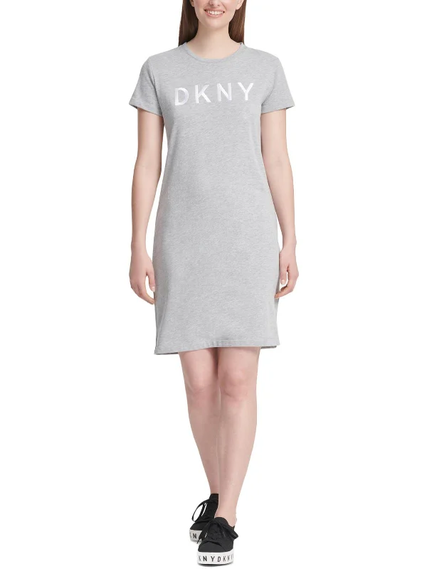 Classic Elegance Sales Modern Glamour Womens Logo Above Knee T-Shirt Dress