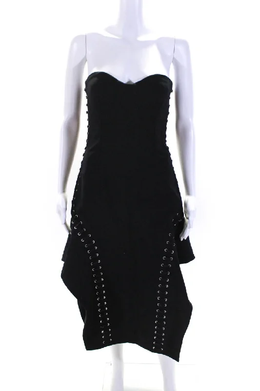 Crazy Price Slashing Feminine Grace Jonathan Simkhai Womens Black Lace Up Detail Sleeveless Shift Dress