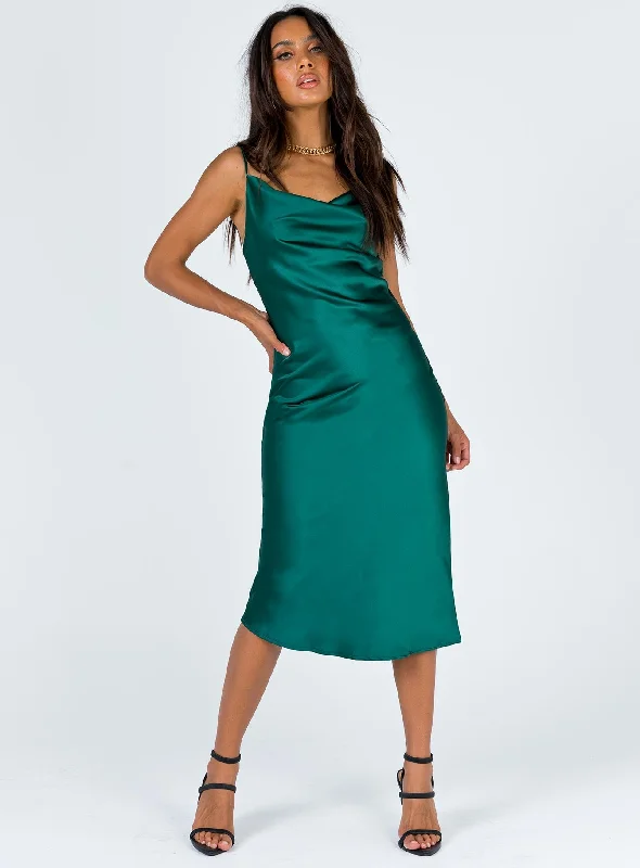 Flash Sale Now Dreamy Draping Betta Vanore Midi Dress Forest Green