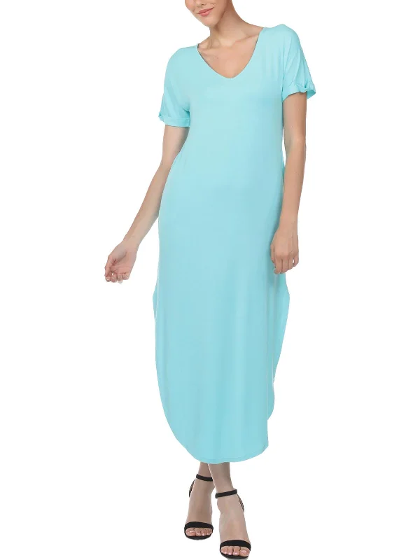 Fashionista Favorites Effortless Sophistication Womens Side Slit Long T-Shirt Dress