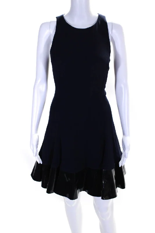 End-Of-Season Clearance Effortless Grace Cushnie Et Ochs Womens Blue Wool Crew Neck Sleeveless Fit & Flare Dress