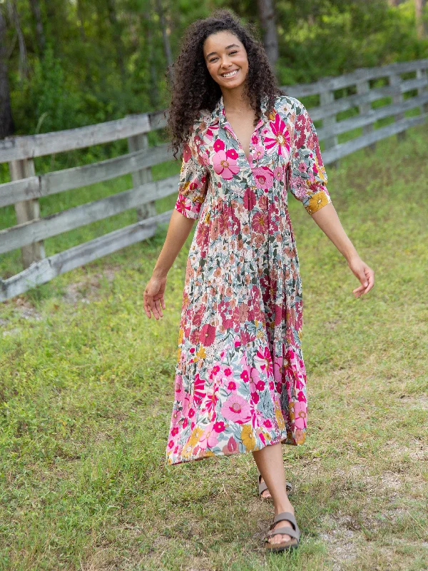 Limited Time Offer Romantic Detailing Rebecca Midi Dress - Vintage Floral