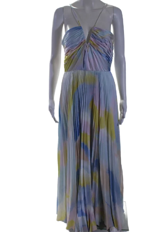 Hot Sale Boho Chic ML Monique Lhuillier Womens Swirl Satin Gown Multicolored