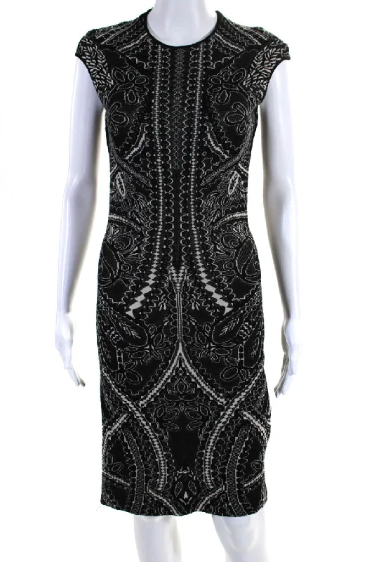 Enjoy Discount Bohemian Vibe Alexander McQueen Womens Abstract Print Sleeveless Dress Black White