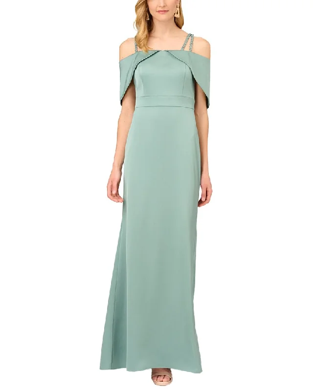 Flash Sales Romantic Date - Night Ensemble Aidan Mattox Double Strap Satin Column Gown