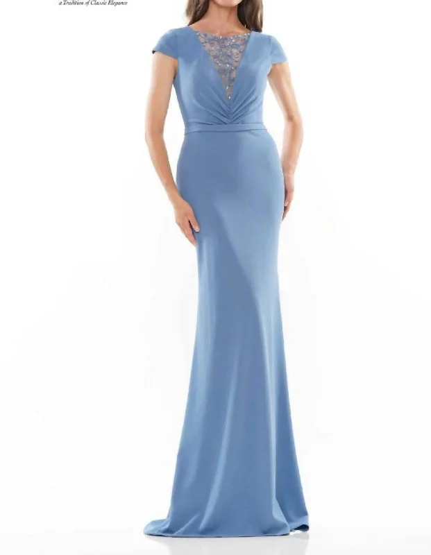 Chic Style Discounts Polished Finish Evening Gown in Slate Blue