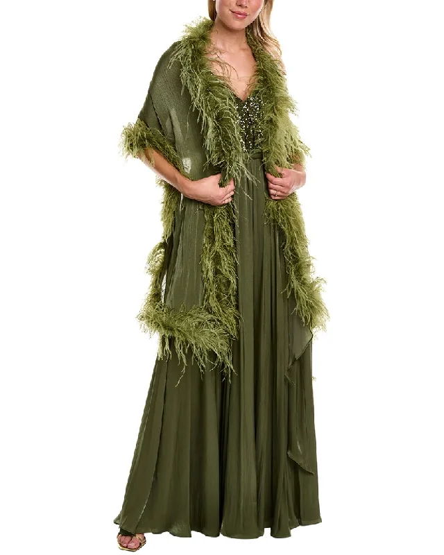 Flash Sale Now Minimalist Office - Ready Style Badgley Mischka Feather Wrap Gown