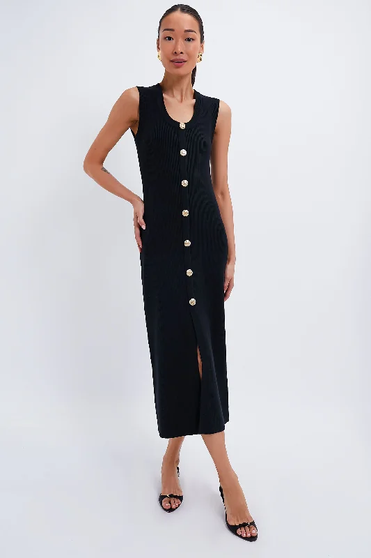 Trend Leading Collection Feminine Soft - Hued Look Black Knit Richie Maxi Dress