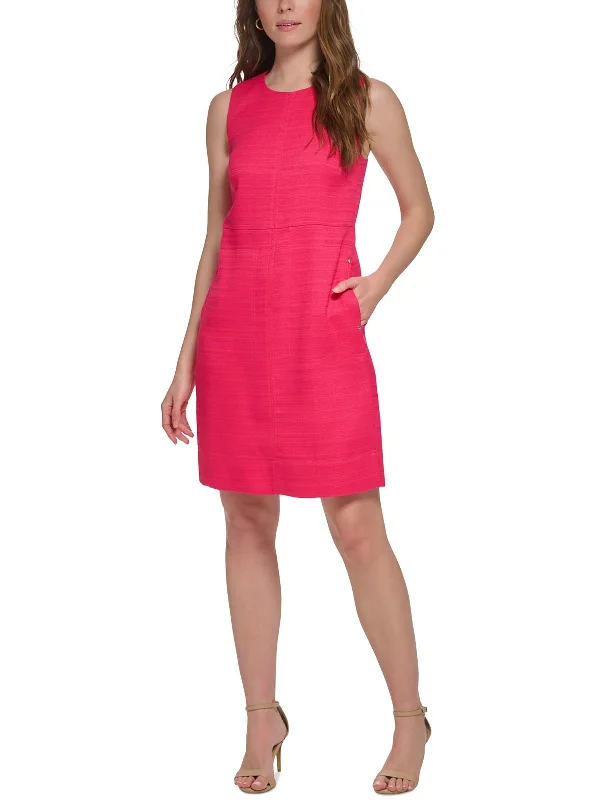 Flirty Fashion Discounts Minimalist Chic Petites Womens Textured Sleeveless Shift Dress