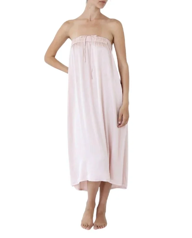 Bold Fashion Sales Elegant Contour Bella Maxi Satin Skirt/dress In Nude Pink