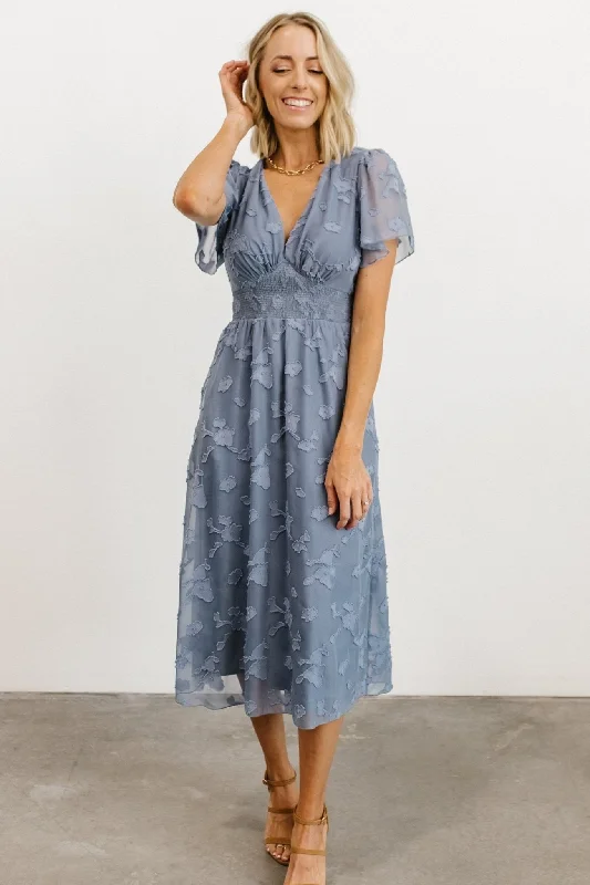 Absurdly Cheap Sale Parisian Effortless Chic Style June Smocked Midi Dress | Blue