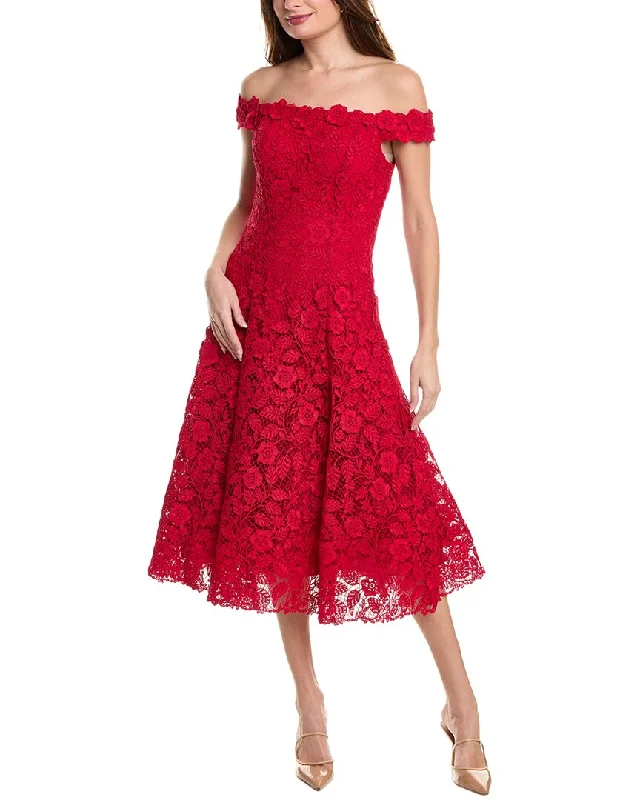 The Latest Fashion Trends Y2K Nostalgic Fashion Look Teri Jon by Rickie Freeman Floral Lace Midi Dress