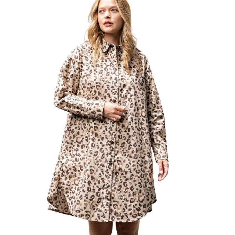 Effortless Style, Endless Impact Bold Silhouette Leopard/animal Printed Shirt Dress