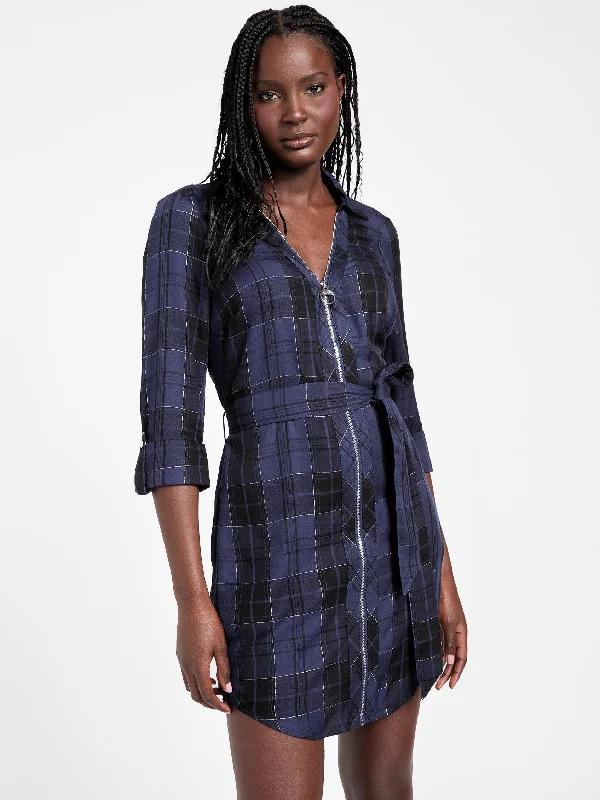 Seize Bargains Elegant Ensemble Miracle Plaid Shirt Dress