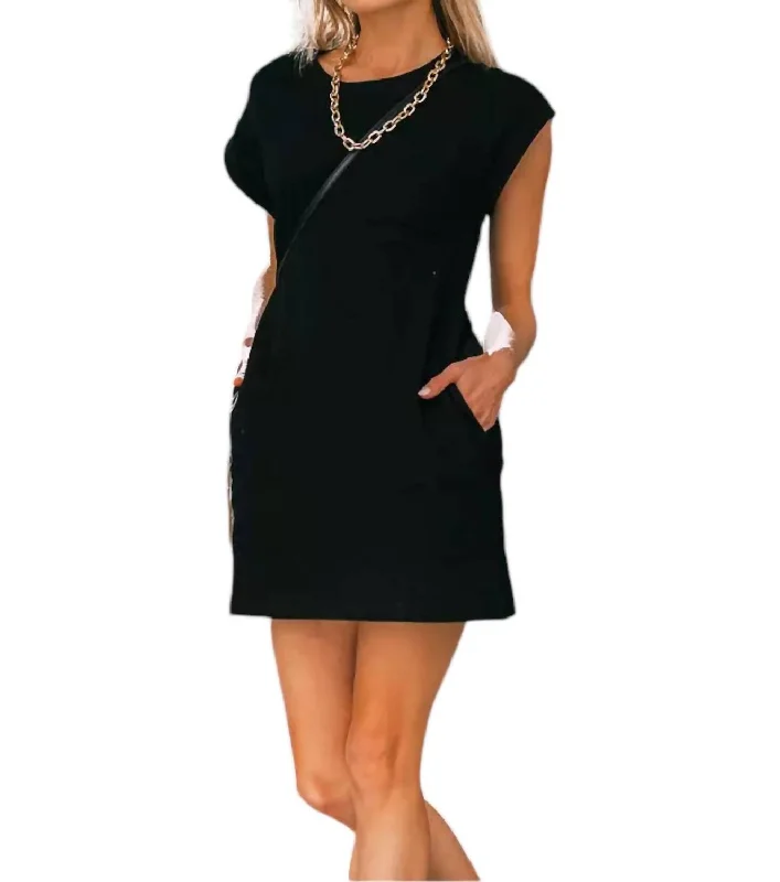 Unleash Your Fashion Chic Sophistication Forest T-Shirt Dress In Black