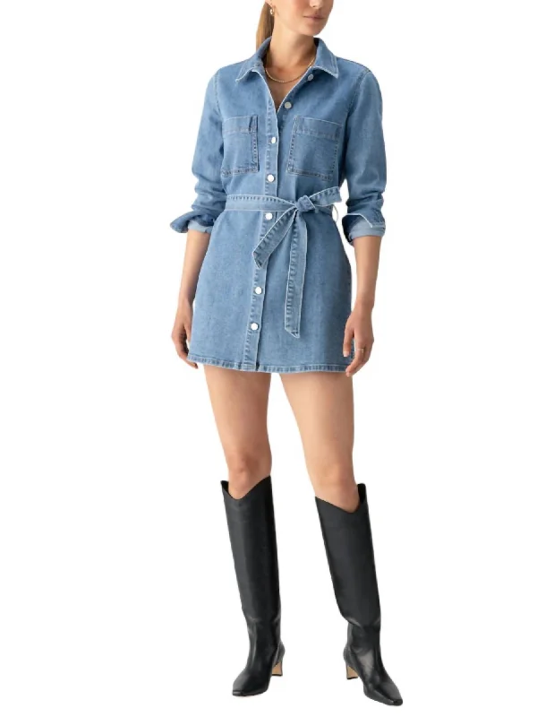 Discount Extravaganza Urban Sophistication Utility Shirt Dress In Denim Blue