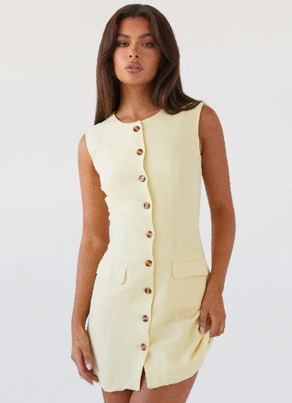 Bold Style Discounts Limited - Edition Drops Castello Fiore Linen Mini Dress - Lemon