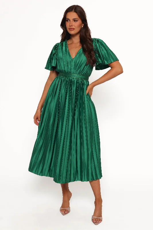 Bold Style Discounts Vibrant Prints Keelah Midi Dress - Emerald Green