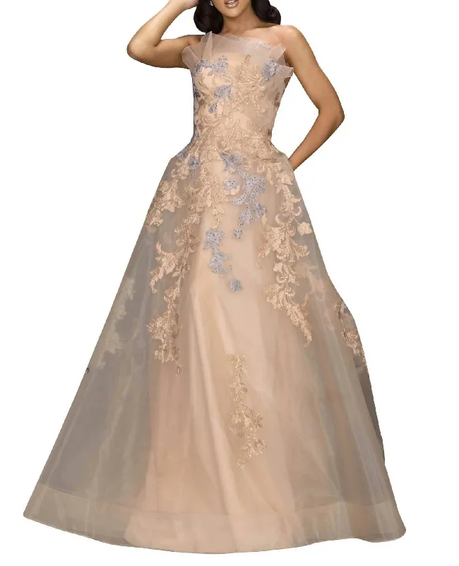 Best Sellers Alluring Design Cocktail Gown In Champagne/taupe