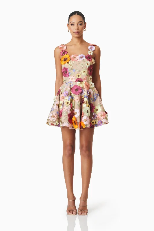 Best-Sellers Graceful Movement Moana Floral Embellished Mini Dress in Pink