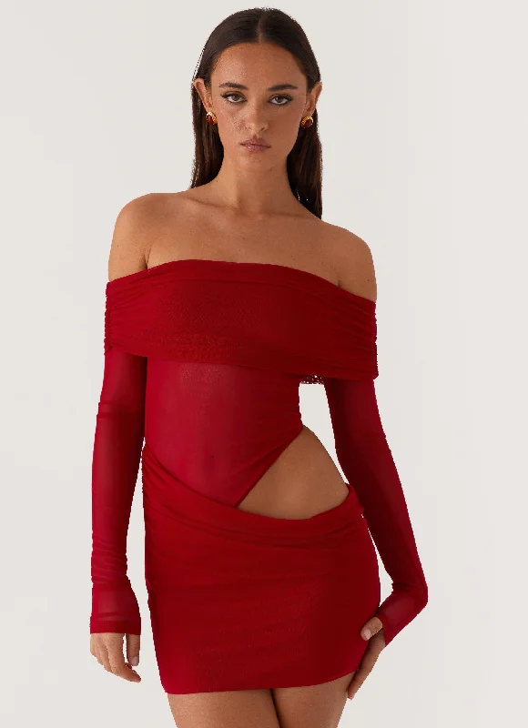 Limited Time Offers Dreamy Draping No Doubt Mini Dress - Red