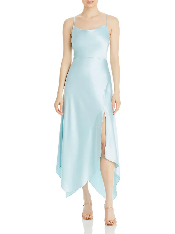 Catch Every Fashion Trend Refined Simplicity Womens Satin Drape Midi Dress