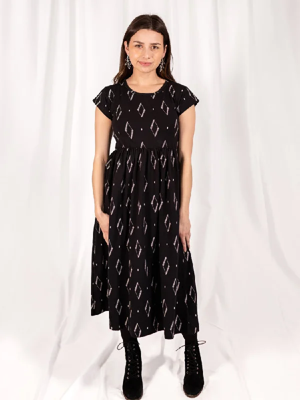 Vintage Style Deals Minimalist Chic Logan Midi Dress - Diamond Vine Black