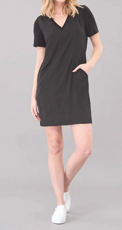 Final Sale Luxury Comfort Hybrid T-Shirt Dress In Black