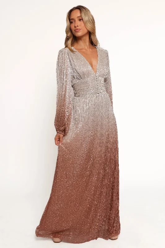 Seize Bargains Playful Elegance Jovie Maxi Dress - Starlight Bronze