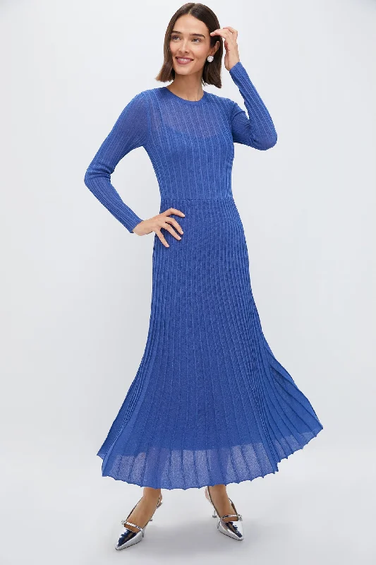 Fashion Forward Boho - Chic Festival - Ready Style Cobalt Shimmer Knit Cammie Maxi Dress