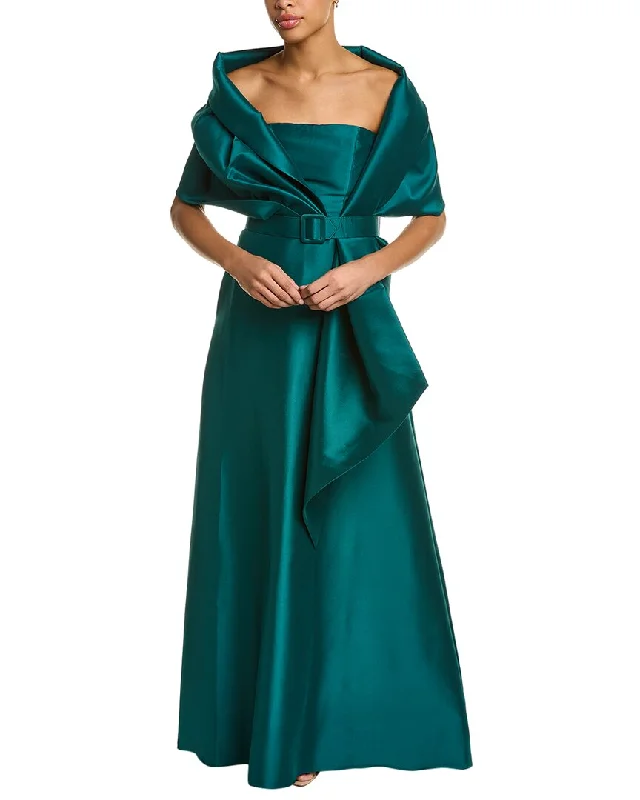 Luxury Fashion Discounts Dreamy Aesthetic Badgley Mischka Wrap Mikado Gown