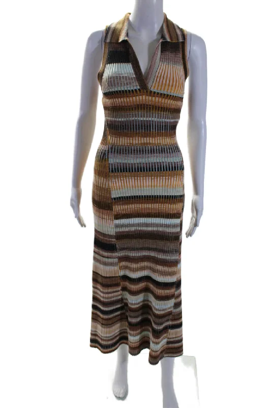 Limited Edition Elegant Details Simkhai Womens Striped Sleeveless Sweater Dress Multi Colored