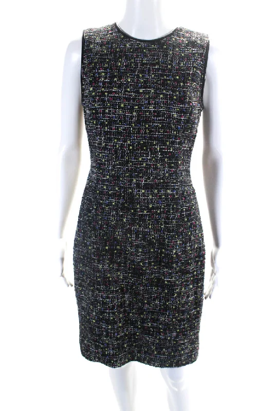 Fashionista Favorites Casual Elegance Jason Wu Womens Patent Leather Trim Tweed Sleeveless Sheath Dress Black