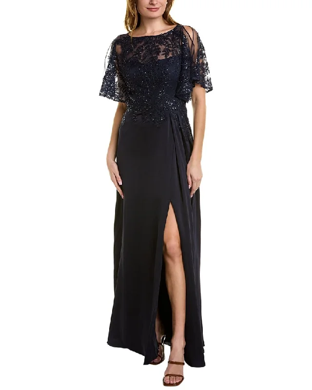 Sophisticated Style Offers Soft Textures Teri Jon by Rickie Freeman Embellished Gown