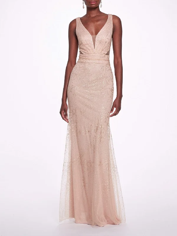 Limited Time Special Offer Graceful Cut Sleeveless V-neck Glitter Gown