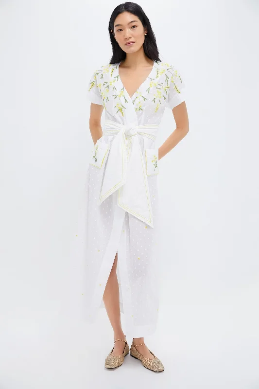 New Season Fashion Preview Sale Casual Weekend Relaxed Style White and Yellow BB Maxi Dress