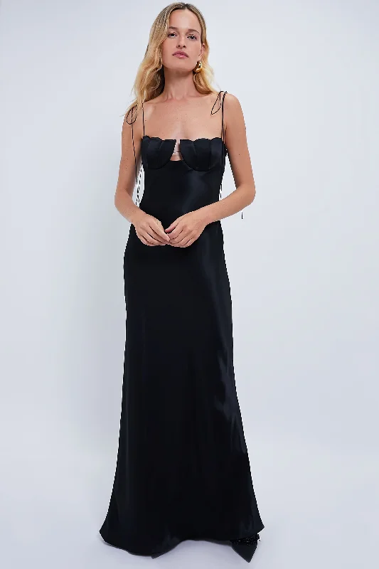 Style Upgrade Floral Style Black Tulip Maxi Dress