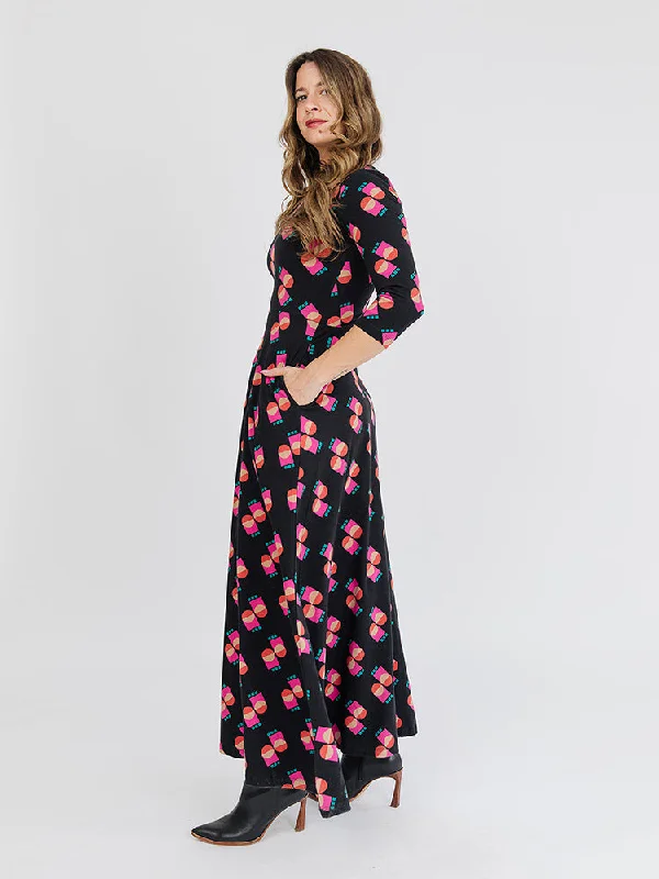 Luxe Style Discounts Modern Romance Mumbai Maxi Dress  - Memphis Shapes Black