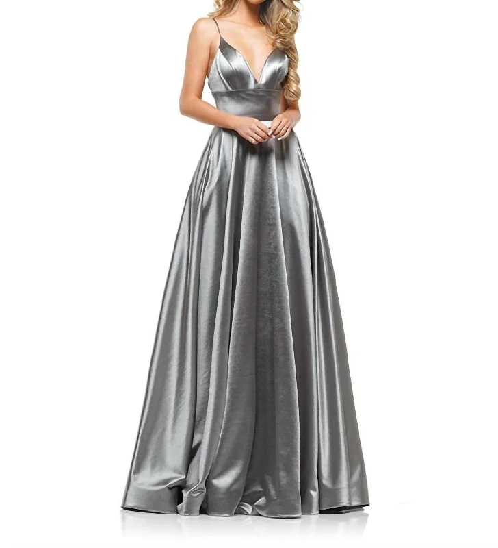 Everyday Elegance Sale Classic Charm Satin A-Line Dress In Grey