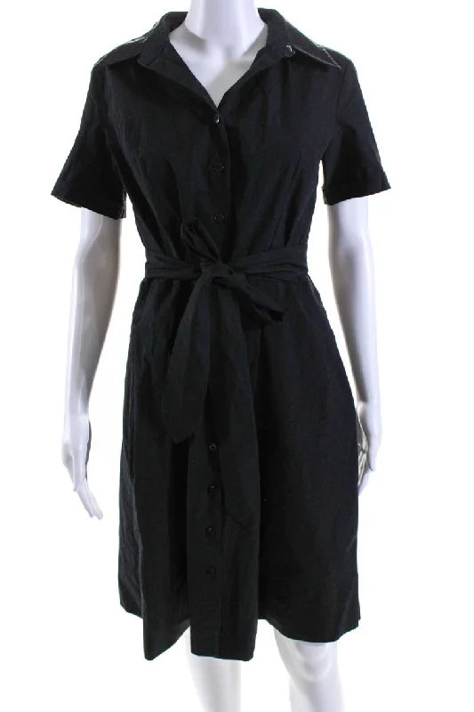 Unbeatable Deals Feminine Flow Frances Valentine Womens Short Sleeve Belted A Line Shirt Dress Black