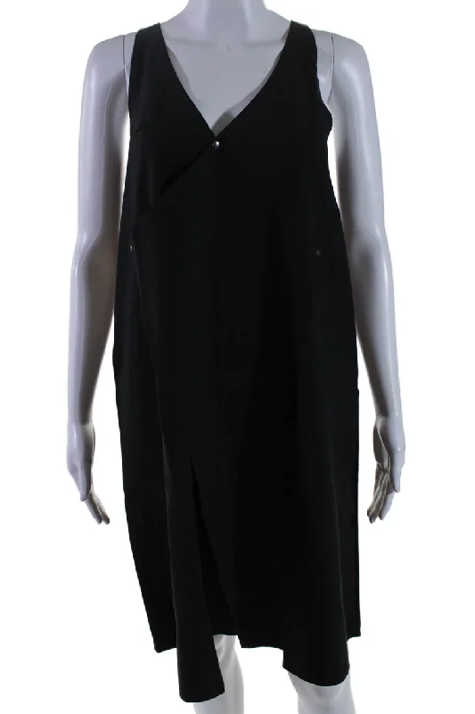 Fashion Forward Feminine Allure Aday Womens Belted V-Neck Sleeveless Over In One A-Line Dress Black