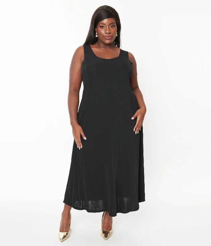 The Good Stuff Contemporary Elegance Black Slip Maxi Dress