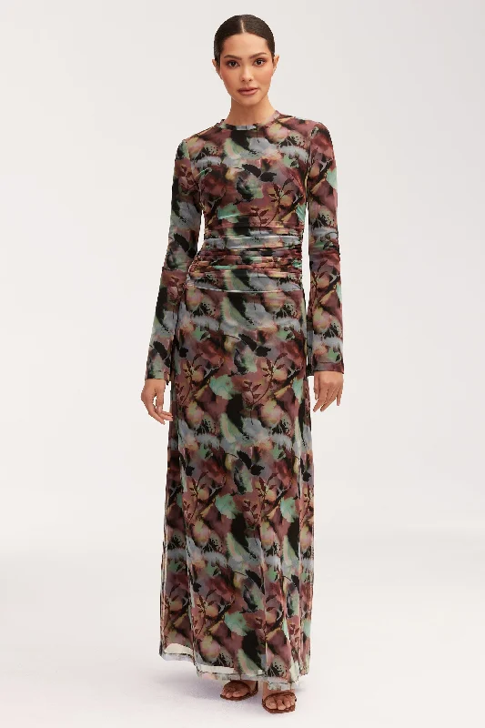 Sporty Fashion Offers Vibrant Prints Adelina Rouched Maxi Dress - Floral Tie Dye