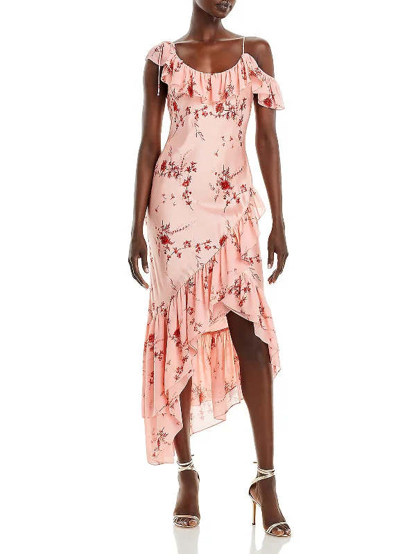 Special Offer Urban Sophistication Womens FLORAL RUFFLED Slip Dress