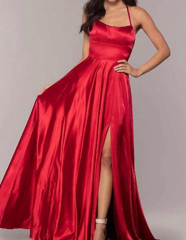 On-Trend Fashion Offers Classic Charm Charmeuse Gown in Red