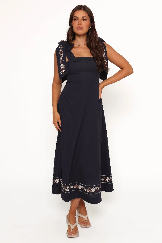 Urban Style Promotions Feminine Elegance Marcella Midi Dress - Navy