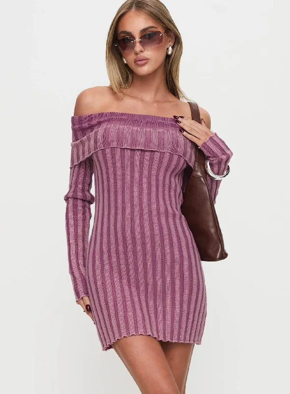 Refined Fashion Sale Coastal Beach - Inspired Style Kalesie Long Sleeve Rib Mini Dress Pink